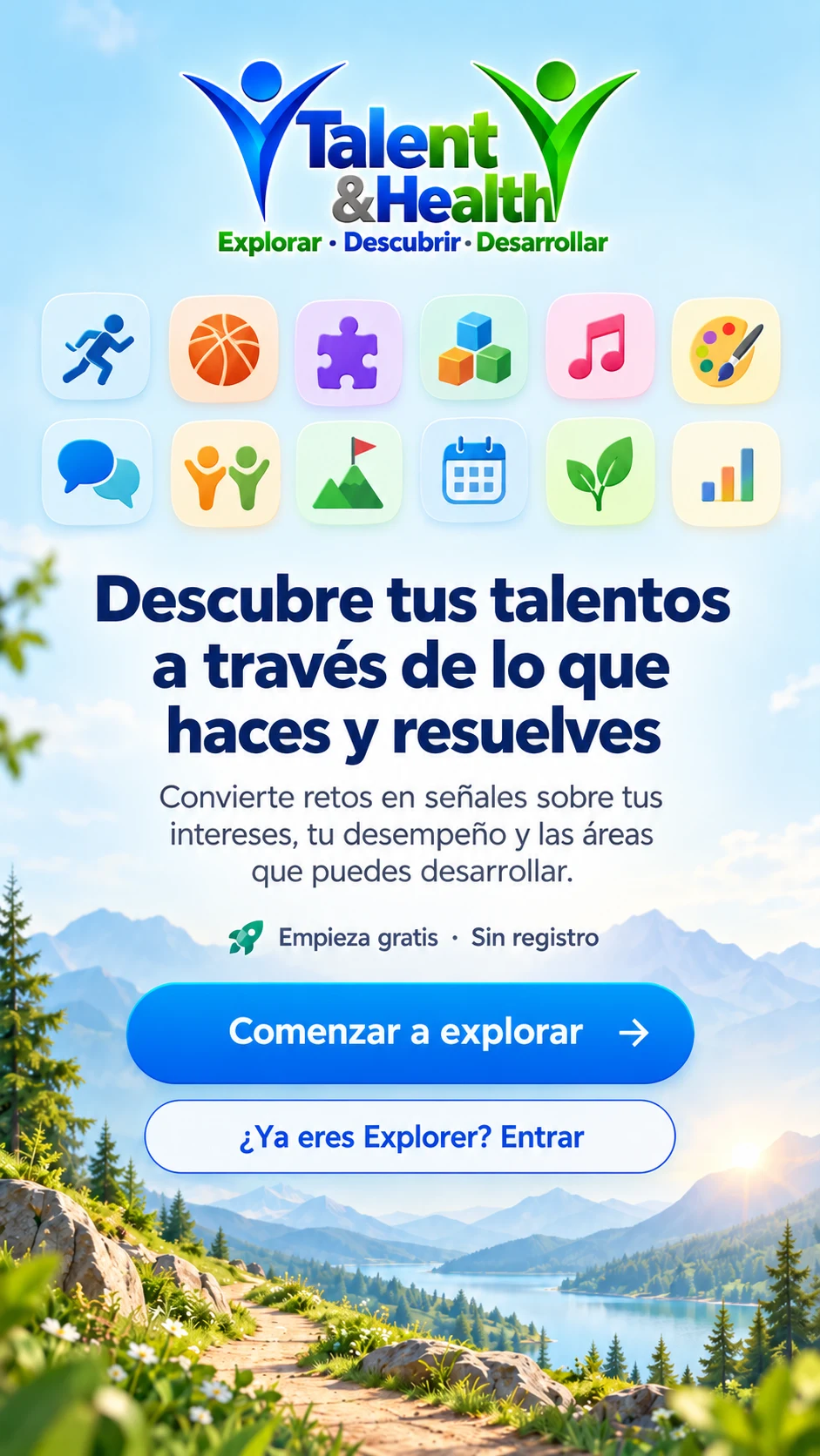 Talent & Health. Descubre tus talentos a través de lo que haces y resuelves. Empieza gratis y sin registro.